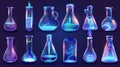 3D chemistry laboratory glass science test flask. Realistic lab beaker equipment. Isolated chemical glassware tube Royalty Free Stock Photo