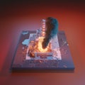 3d Chernobyl disaster catastrophe, nuclear plant accident. Isometric illustration