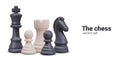 3D chess set of white and black pieces. King, pawn, rook, knight Royalty Free Stock Photo