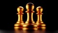 3d visualization chess three pawns are standing in the dark