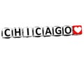 3D Chicago Love Button Click Here Block Text