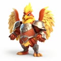 3d Chicken Clash Of Clans Style With Armor And Shield Royalty Free Stock Photo