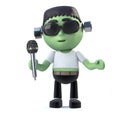 3d Chile frankenstein monster singing with a microphone Royalty Free Stock Photo