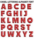 3D chisel lettering font alphabet