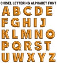 3D chisel lettering font alphabet yellow gold