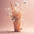 3d Chocolate Milkshake With Floating Bubbles Royalty Free Stock Photo