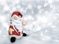 3D Christmas background with cute santa gonk in winter landscape Royalty Free Stock Photo