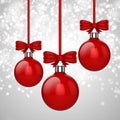 3d Christmas ball ornaments with red ribbon and bows Royalty Free Stock Photo