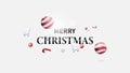 3D Christmas ball, tree, and decorations hanging gold rope. Christmas composition. Vector illustration Royalty Free Stock Photo