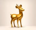 3d Christmas gold deer animal. Xmas vector reindeer golden render