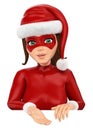 3D Woman christmas superhero pointing down