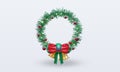 3d christmas wreath Ethiopia flag rendering front view Royalty Free Stock Photo