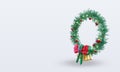 3d christmas wreath Ethiopia flag rendering right view Royalty Free Stock Photo