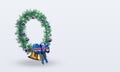 3d christmas wreath Iceland flag rendering left view