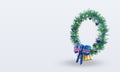 3d christmas wreath Iceland flag rendering right view