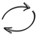 3D chrome arrow forming a compact clockwise loop. Royalty Free Stock Photo
