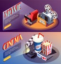 3D Cinema Banners Collection Royalty Free Stock Photo