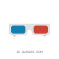 3D Cinema Glasses Icon isolated on White