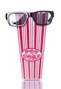 3d cinema glasses and retro popcorn