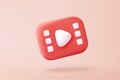 3D cinema movie ticket with minimal film theater play icon, ready for watch movie in theatre. Media film for entertainment,