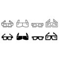 3d cinema vector icon set. virtual reality illustration sign collection. movie symbol or logo. Royalty Free Stock Photo