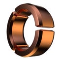 3D Circle Copper Metal Object Geometry Scientific Isolated Elegant Modern 3D Rendering Abstract Background