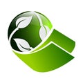 3D circle green leaf ecology nature element vector icon. leaf lo Royalty Free Stock Photo