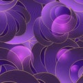 3d circles seamless pattern. Lines circles glowing violet background. Repeat illuminated neon style line art vector backdrop.