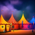 A 3D  of a Circus tent with red colors and the lighting brighten the tent Royalty Free Stock Photo