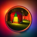 A 3D  of a Circus tent with red colors and the lighting brighten the tent Royalty Free Stock Photo