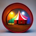 A 3D  of a Circus tent with red colors and the lighting brighten the tent Royalty Free Stock Photo