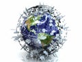 3D Cities Earth Metal Sphere Concept Royalty Free Stock Photo