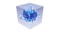 3D cityscape data visualization cube glowing blue futuristic technology digital growth analysis Royalty Free Stock Photo