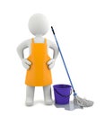 3d cleaner man standing Royalty Free Stock Photo