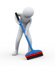 3d cleaner person with floor wiper