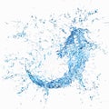 3d clear blue water scattered around, water splash transparent, isolated on white background. 3d render illustration Royalty Free Stock Photo