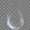 3d Clear Water drop on transparent in gray colors background. Vector isolated Transparency Single Blue shiny Rain drop,Element Royalty Free Stock Photo