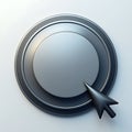 3D click Blank Button with pointer clicking icon isolated on a white background