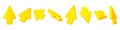 3d click cursors. Three dimensional objects, yellow arrows, different angles and directions, interactive pointers and Royalty Free Stock Photo