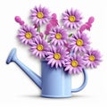 Cute Watering Can Hat Clip Art With Aster Flowers On White Background Royalty Free Stock Photo