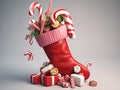 3D Christmas Stocking Surprise Royalty Free Stock Photo