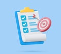 3d Clipboard, checklist symbol