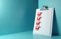 3D clipboard displays task list with checked boxes on blue background. Illustrates efficient project management concept, Royalty Free Stock Photo