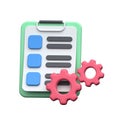 3D clipboard with gears representing task automation and business workflow Royalty Free Stock Photo