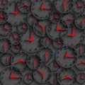 3D clock abstract time concept dark background, minute and hour red arrows