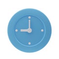 3d clock, time indicator icon. Blue clock in minimal design. Time concept. Hour and minute on dial. Vector rendering
