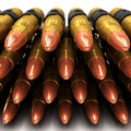 3d Close up of machine gun bullets Royalty Free Stock Photo