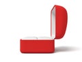 3d close-up rendering of open empty red ring box on white background. Royalty Free Stock Photo