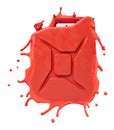 3d close-up rendering of red melting jerrycan isolated on white background. Royalty Free Stock Photo