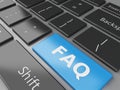 3d Close up view of keyboard FAQ button Royalty Free Stock Photo